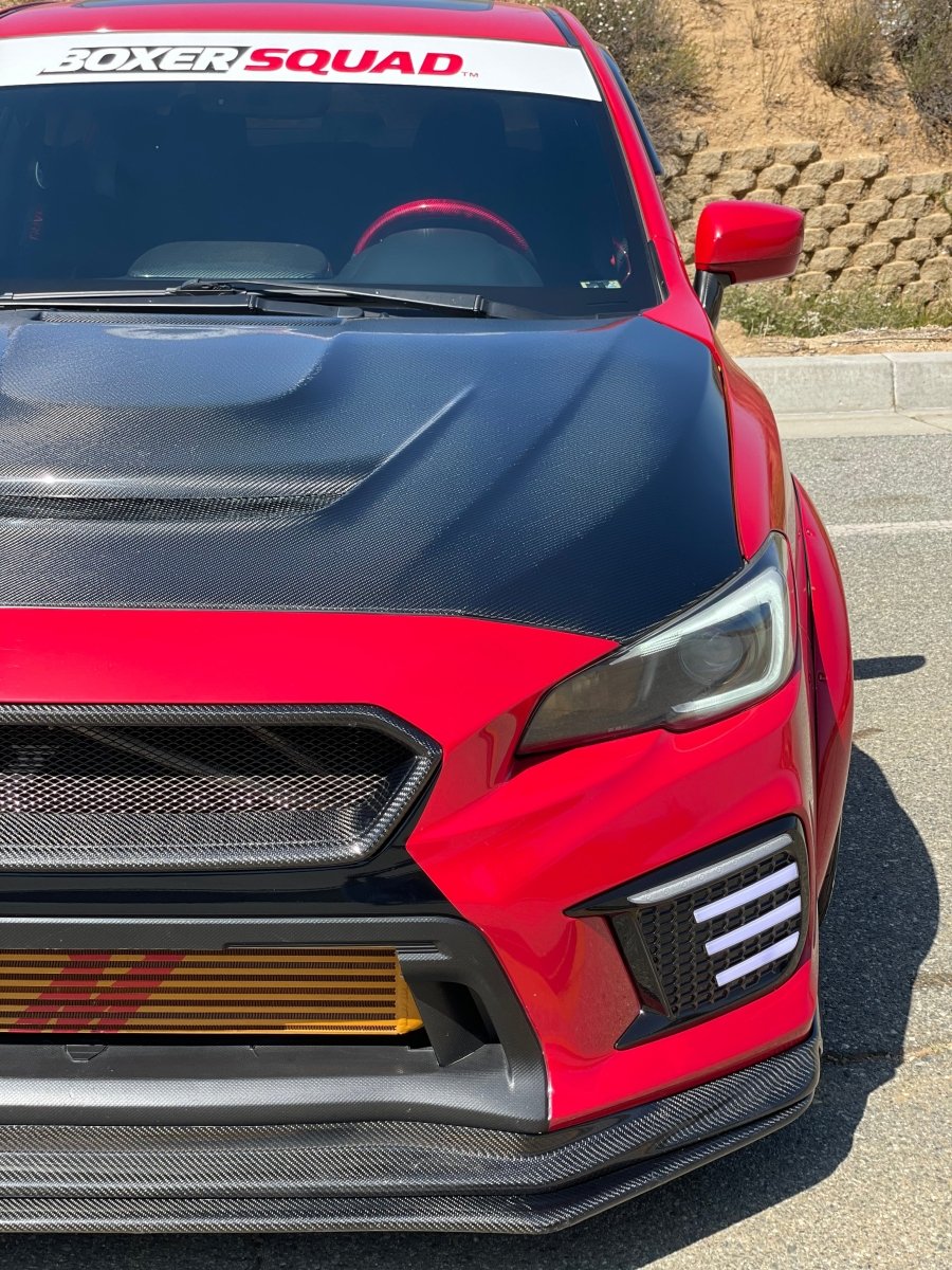 JDMuscle [15-21 WRX/STI w/ FMIC] Carbon Fiber Hood V3 Scoopless - JDMuscleHoodsJDM-WRX15-HD3CK12K Checkered