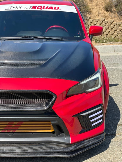 JDMuscle [15-21 WRX/STI w/ FMIC] Carbon Fiber Hood V3 Scoopless - JDMuscleHoodsJDM-WRX15-HD3CK12K Checkered