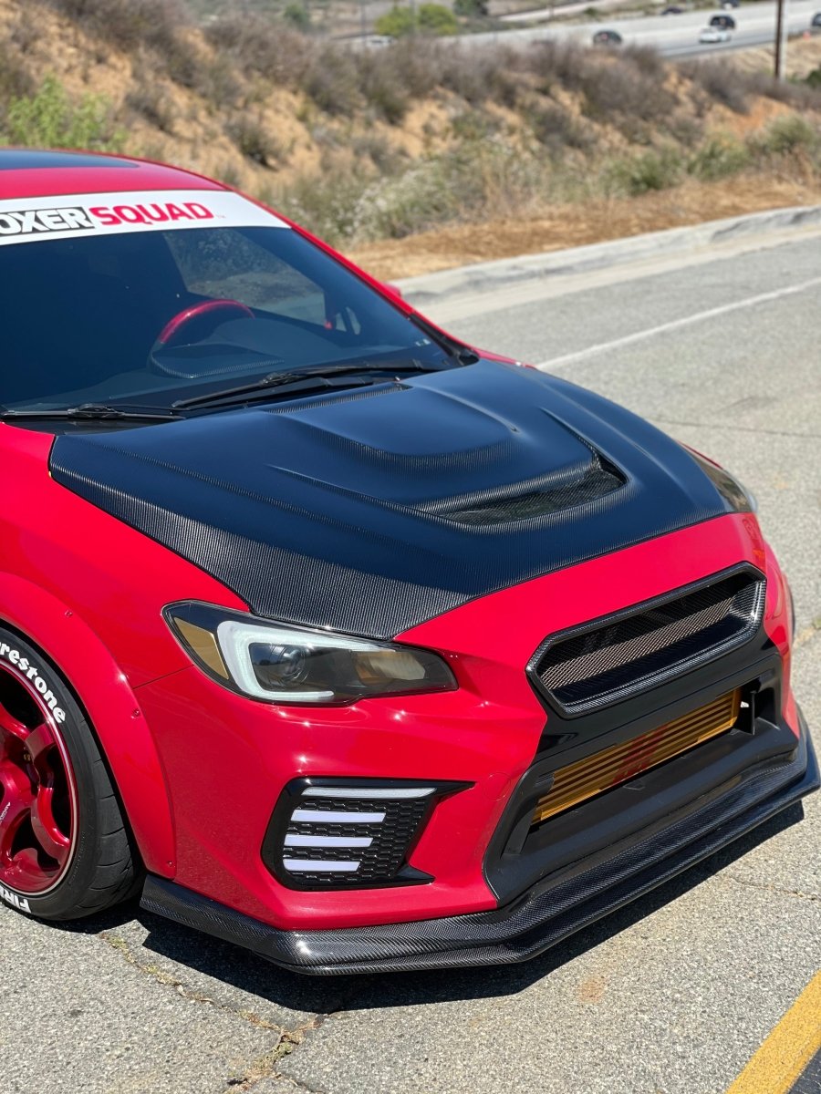 JDMuscle [15-21 WRX/STI w/ FMIC] Carbon Fiber Hood V3 Scoopless - JDMuscleHoodsJDM-WRX15-HD3CK12K Checkered