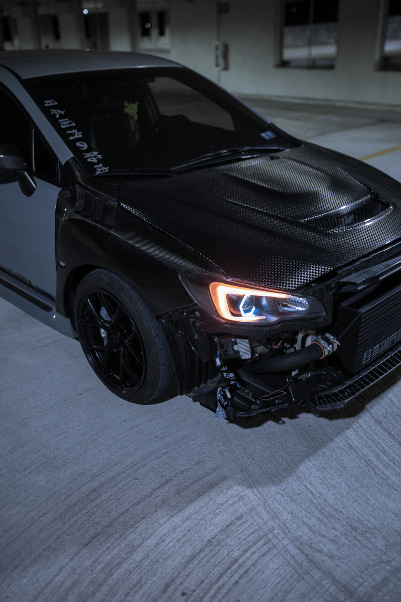 JDMuscle [15-21 WRX/STI w/ FMIC] Carbon Fiber Hood V3 Scoopless - JDMuscleHoodsJDM-WRX15-HD3CK12K Checkered