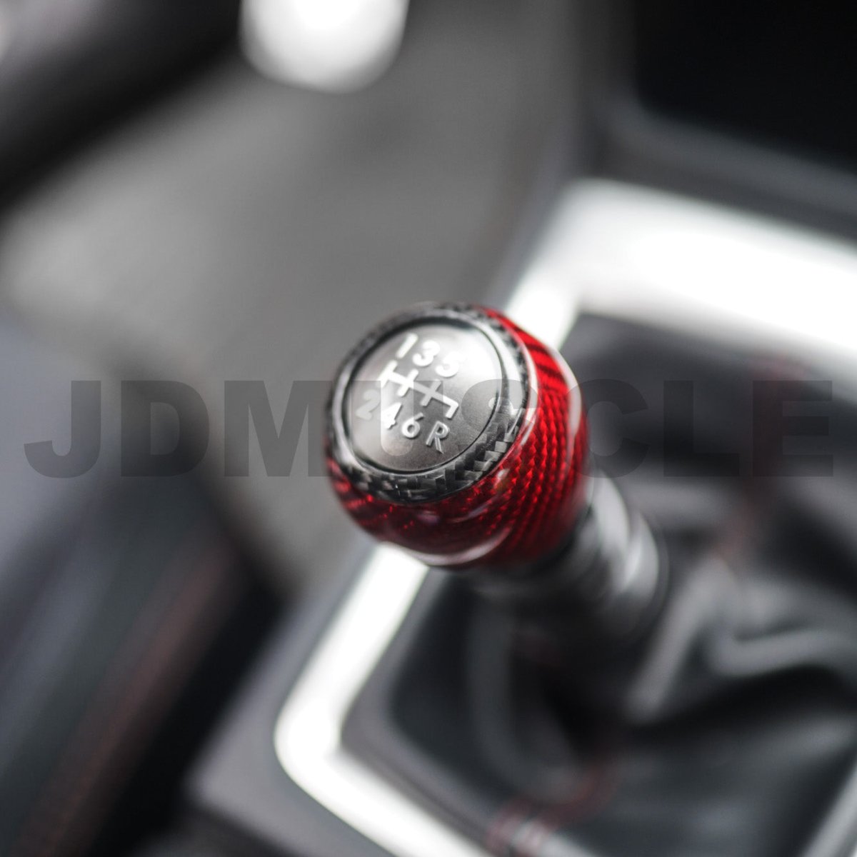 JDMuscle [15-25 WRX, 15-21 STI] Custom OEM+ Shift Knob *Clearance* - JDMuscleShift KnobsJDM-WRX15-SFT-BCRA4. Black Carbon Ring + Red Alcantara Body