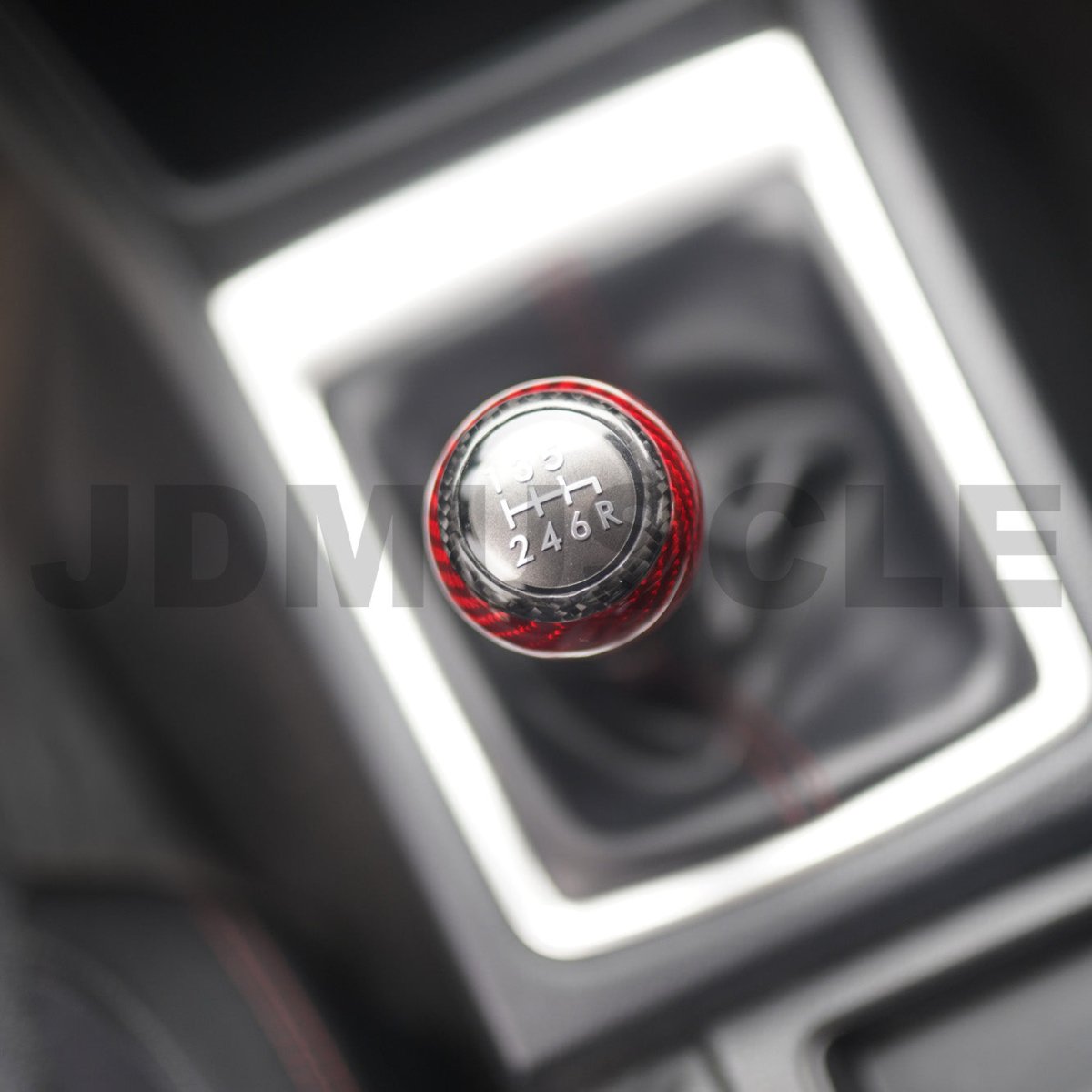 JDMuscle [15-25 WRX, 15-21 STI] Custom OEM+ Shift Knob *Clearance* - JDMuscleShift KnobsJDM-WRX15-SFT-BCRA4. Black Carbon Ring + Red Alcantara Body