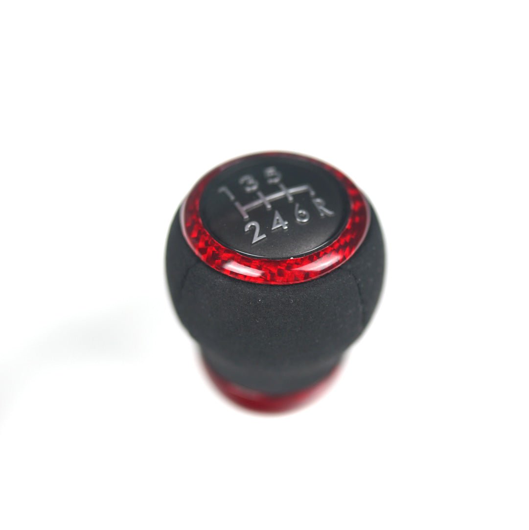 JDMuscle [15-25 WRX, 15-21 STI] Custom OEM+ Shift Knob *Clearance* - JDMuscleShift KnobsJDM-WRX15-SFT-RCBA3. Red Carbon Ring + Black Alcantara Body