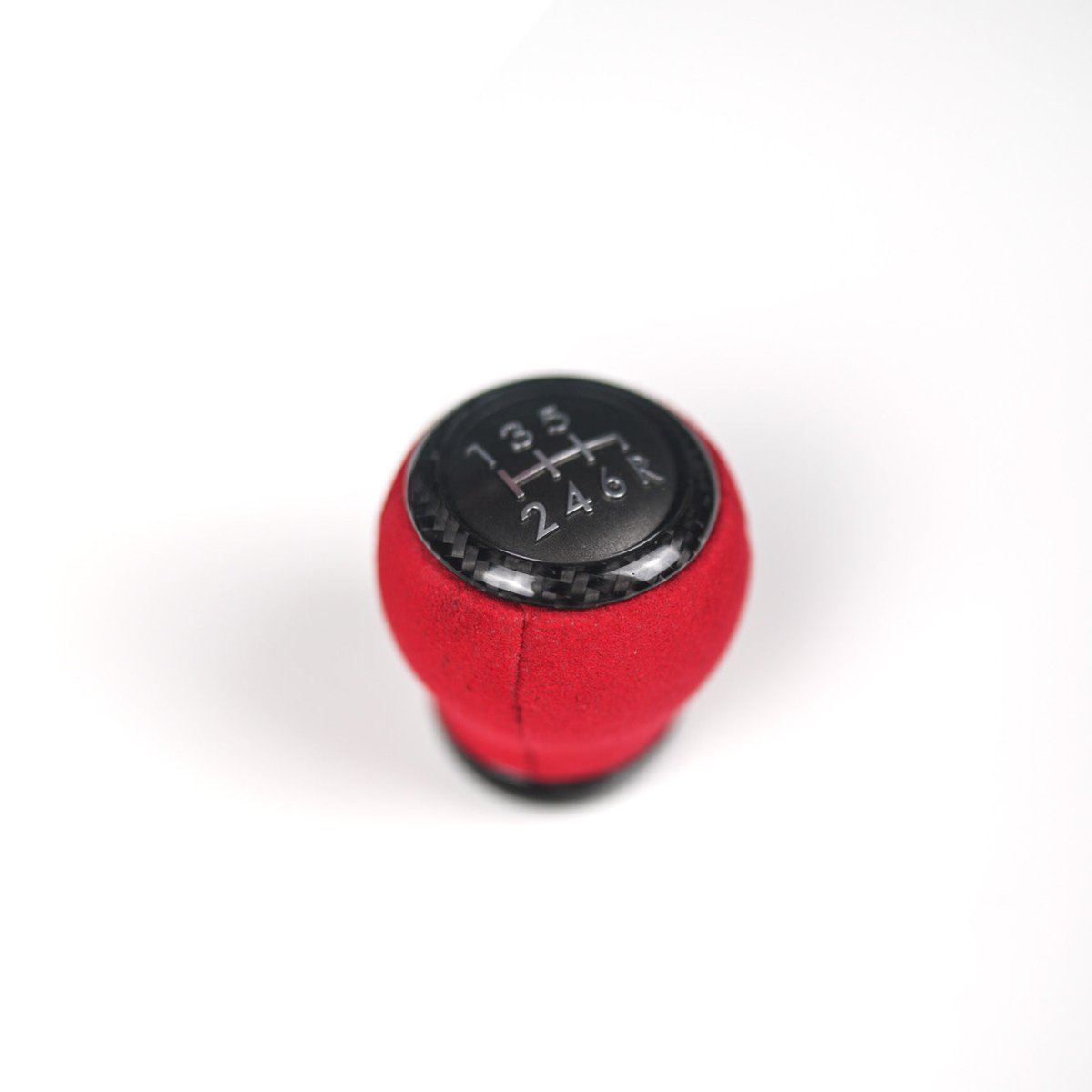 JDMuscle [15-25 WRX, 15-21 STI] Custom OEM+ Shift Knob *Clearance* - JDMuscleShift KnobsJDM-WRX15-SFT-BCRA4. Black Carbon Ring + Red Alcantara Body
