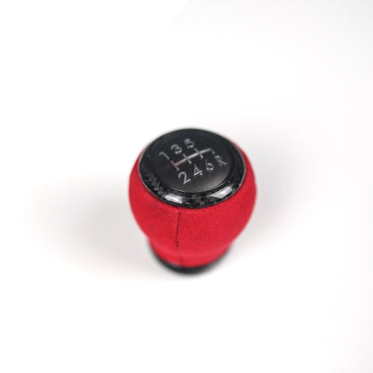 JDMuscle [15-25 WRX, 15-21 STI] Custom OEM+ Shift Knob *Clearance* - JDMuscleShift KnobsJDM-WRX15-SFT-BCRA4. Black Carbon Ring + Red Alcantara Body