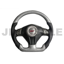 JDMuscle Custom Carbon Fiber Steering Wheel for 2008-2014 WRX/STI *| OPEN BOX *Silver CF w/ Black Perf. Leather & white stiching