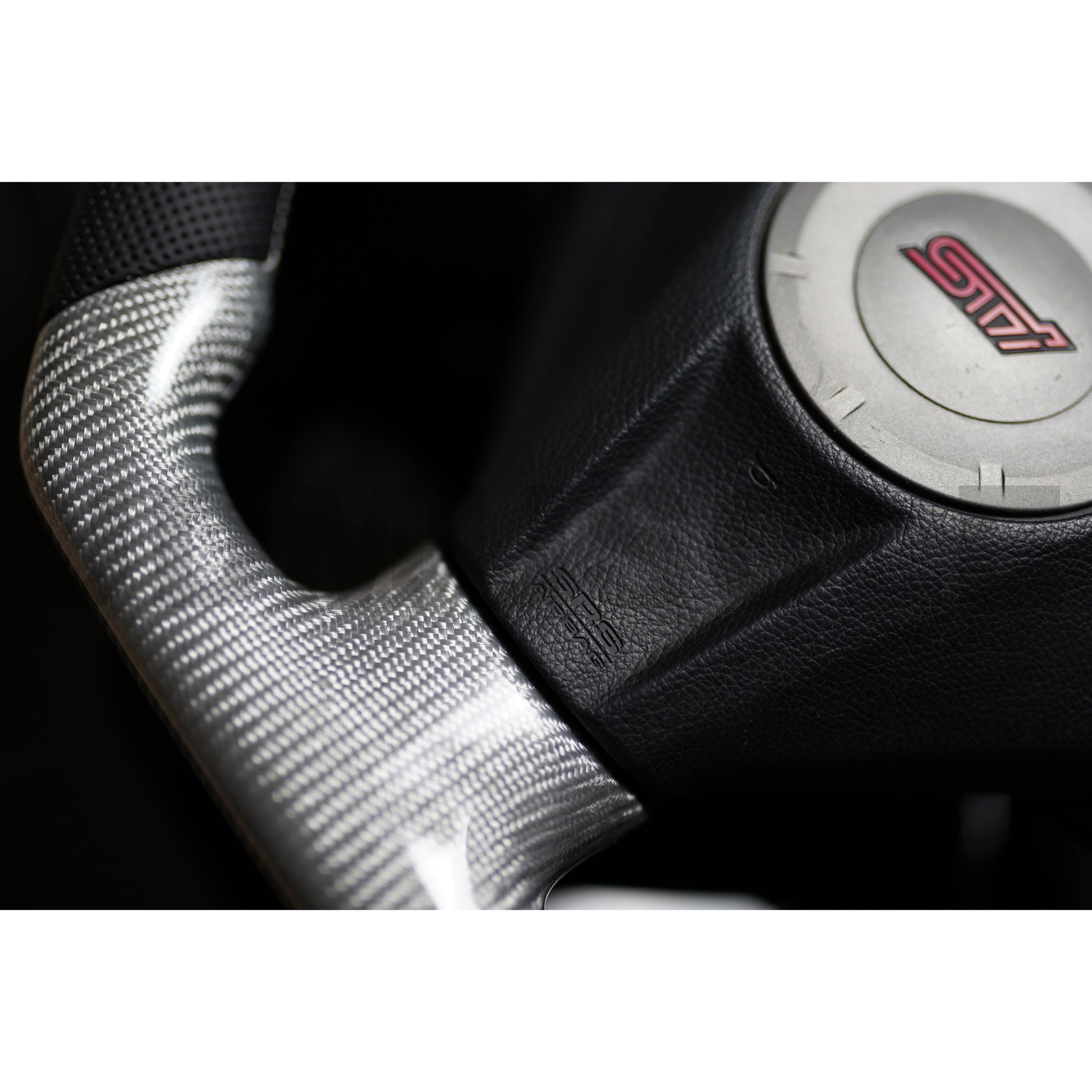 JDMuscle Custom Carbon Fiber Steering Wheel for 2008-2014 WRX/STI *(OPEN BOX) *Silver CF w/ Black Perf. Leather & white stiching-Steering Wheels-JDMuscle-JDMuscle
