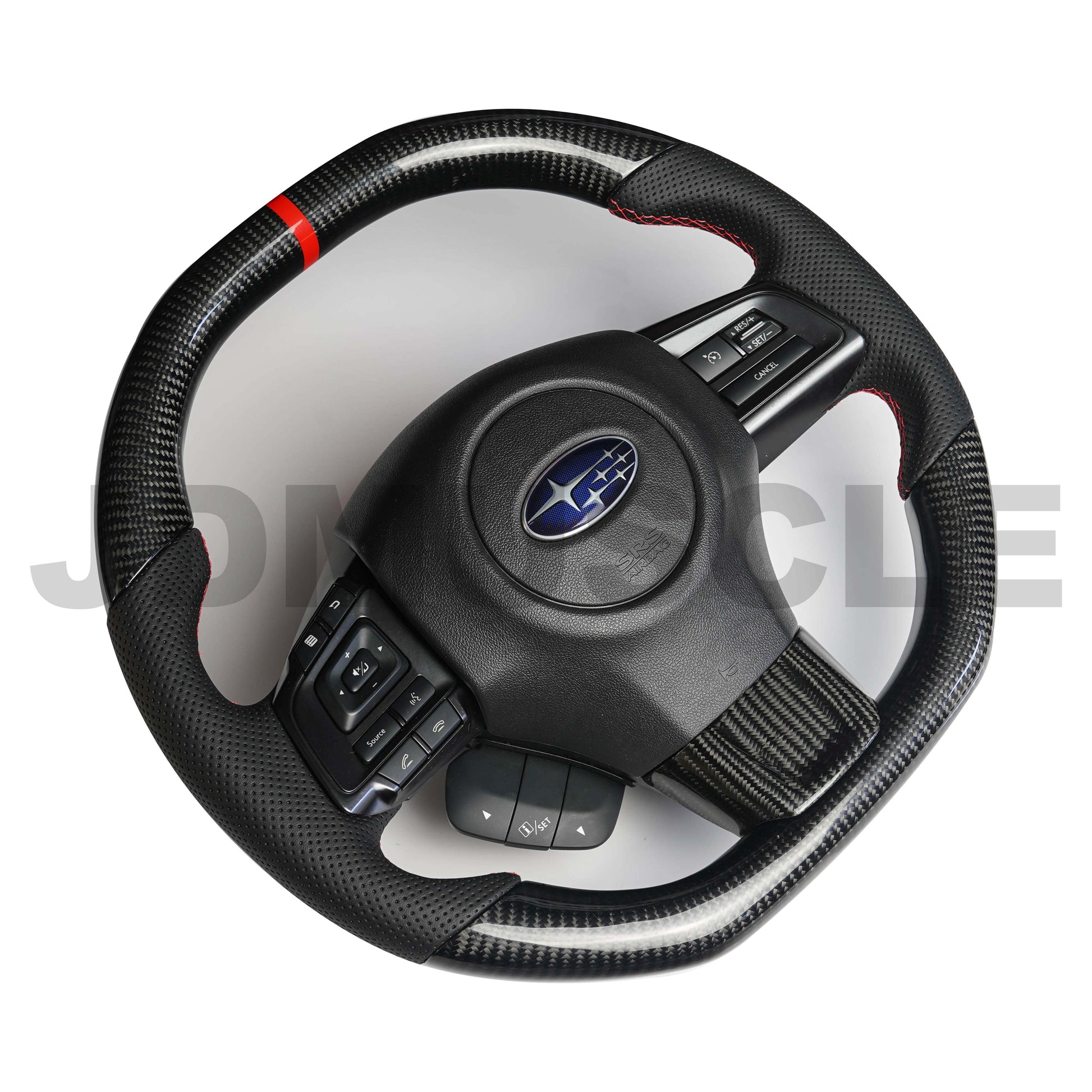 JDMuscle Flat-Top Carbon Fiber Steering Wheel for 2015+ WRX/STI-JDM-STR-F-WRX-2015-2-JDM-STR-F-WRX-2015-GP-Steering Wheels-JDMuscle-2x2 Gloss-Perforated Leather-JDMuscle