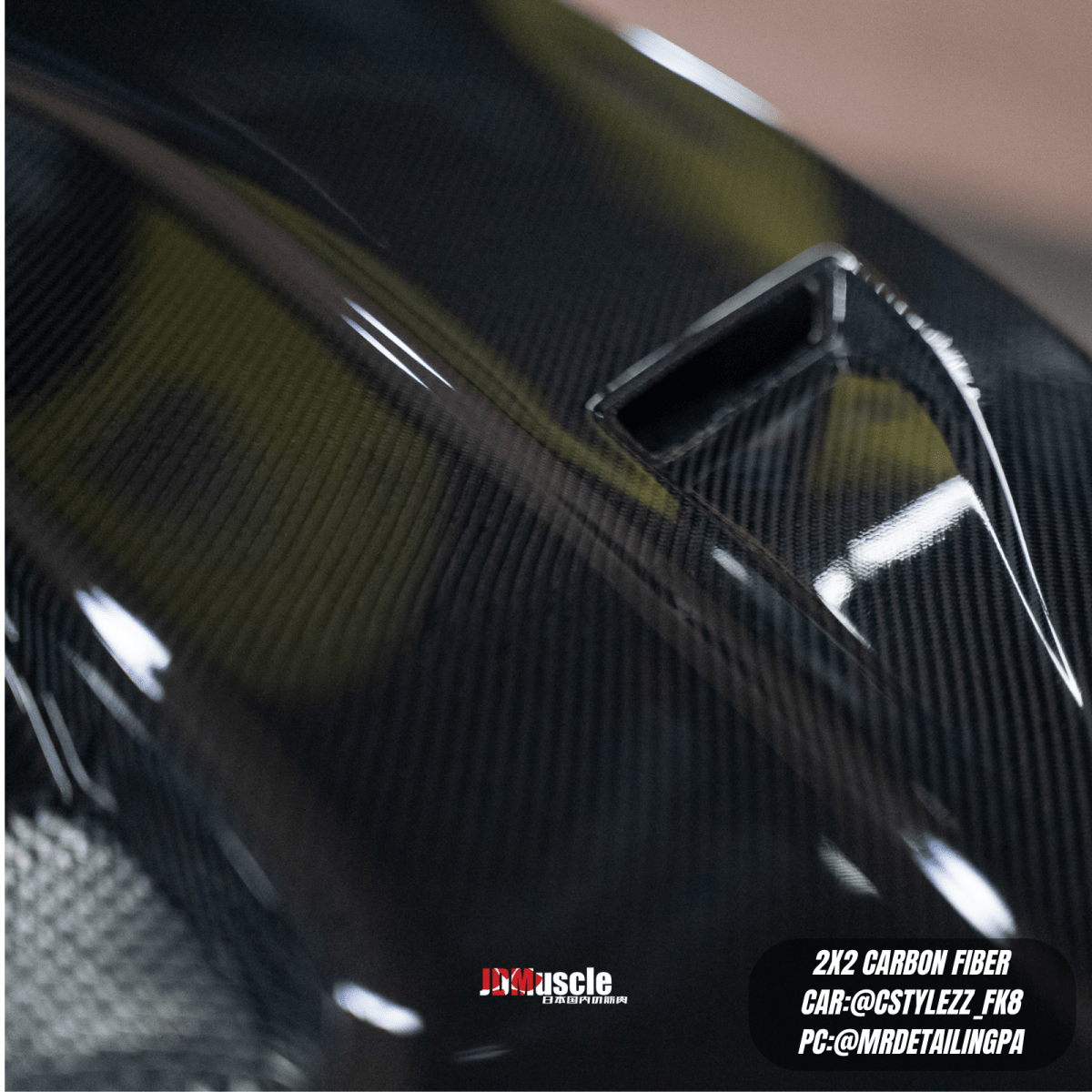 JDMuscle Tanso Carbon Fiber Hood VS Style 2017+ Honda Civic Type R FK8 *Special Order No Cancelations - JDMuscleHoodsJDM-FK8-HVST2x2 Twill