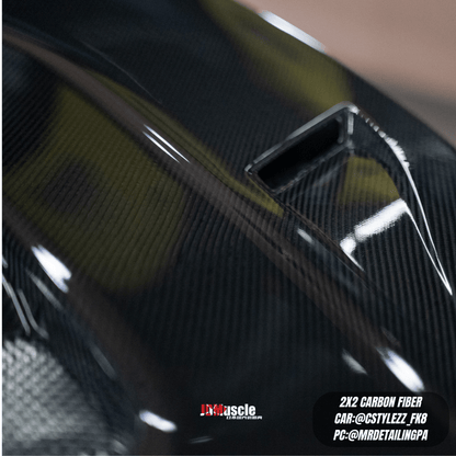 JDMuscle Tanso Carbon Fiber Hood VS Style 2017+ Honda Civic Type R FK8 *Special Order No Cancelations - JDMuscleHoodsJDM-FK8-HVST2x2 Twill