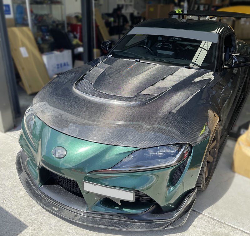 JDMuscle Tanso Carbon Fiber Hood VS Style - 2020+ Toyota Supra GR A90/A91 - JDMuscleHoods2x2 Twill