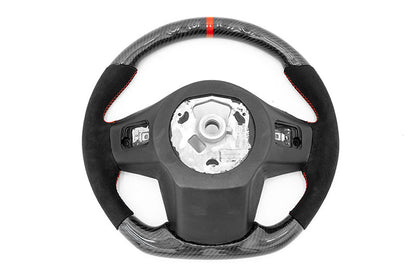 OLM CARBON PRO STEERING WHEEL CARBON FIBER AND ALCANTARA WITH RED STRIPE 2020-21 Toyota A90 Supra | OLMA.70223.1