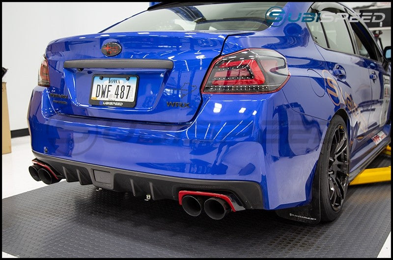 OLM GLOSS BLACK EXHAUST FINISHERS WITH RED LINE 2015+ WRX / 2015+ STI | OLM15WRXEFGBR