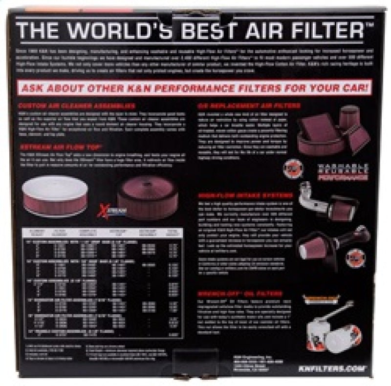 K&N 14in Red Custom Air Cleaner Assembly 5.125in ID x 14in OD x 6.625in H | 60-1270 - JDMuscleFilter Cleaning Kits and Accessoriesknn60-1270