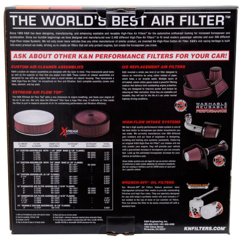 K&N Flow Control Custom Assembly 2BBL HOL. W/ CHK 14X4 | RP-5105 - JDMuscleHigh Flow Replacement Panel Filtersknn61-2000