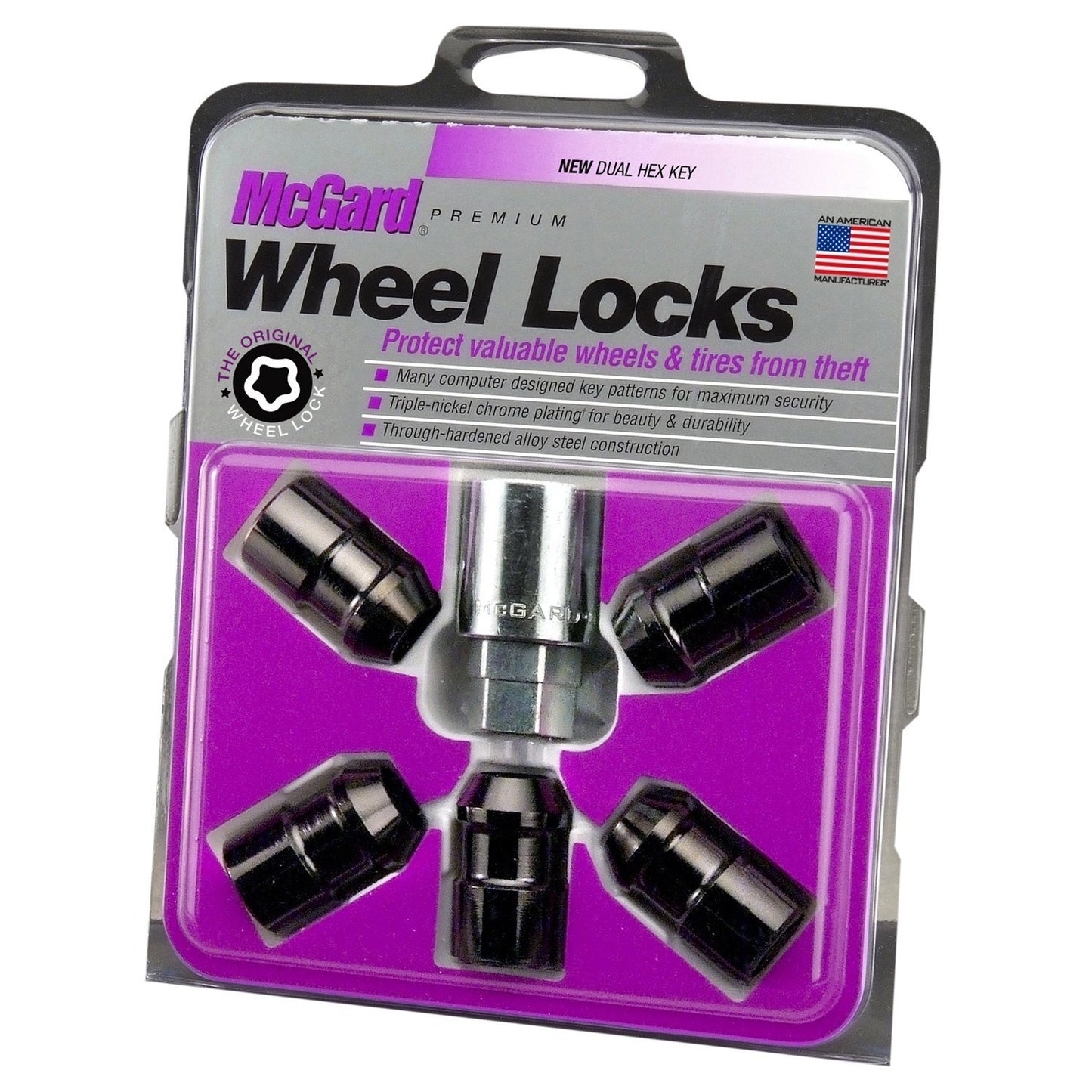 McGard Cone Seat Exposed Style Wheel Locks / Black / 5 Lock Set (24548)-mcg24548-mcg24548-Lug Nuts-McGard-JDMuscle