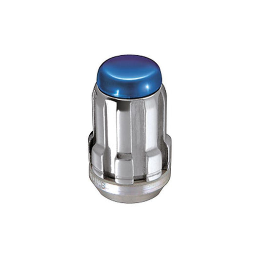 McGard Tuner Style Cone Seat Lug Nuts / Chrome w/ Blue Caps / Bulk Box (65002BC)-mcg65002BC-mcg65002BC-Lug Nuts-McGard-JDMuscle