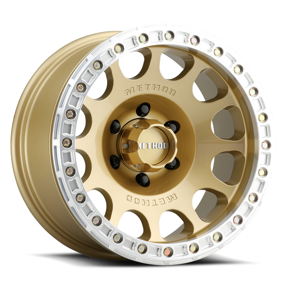 Method MR105 Beadlock 17x9 -38mm Offset 6x5.5 3.50in BS 108mm CB - Gold Wheel | MR10579060138B