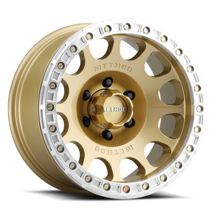 Method MR105 Beadlock 17x9 -38mm Offset 6x5.5 3.50in BS 108mm CB - Gold Wheel | MR10579060138B