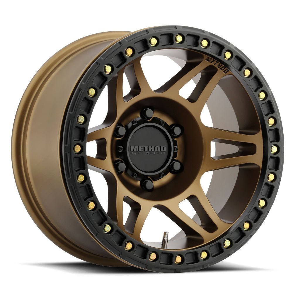 Method MR106 Beadlock 17x9 - 44mm Offset 8x6.5 130.81mm CB Method Bronze w/BH - H36125 Wheel | MR10679080944B - JDMuscleWheelsmrwMR10679080944B