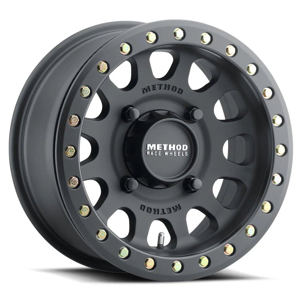 Method MR401 UTV Beadlock 15x6 5+1/+49mm Offset 5x4.5 72mm CB Matte Black w/BH - H24100 Wheel | MR40156012551B - JDMuscleWheelsmrwMR40156012551B