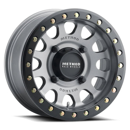 Method MR401 UTV Beadlock 15x6 5+1/+49mm Offset 5x4.5 72mm CB Titanium w/MB Ring w/BH - H24100 Wheel | MR40156012851B - JDMuscleWheelsmrwMR40156012851B
