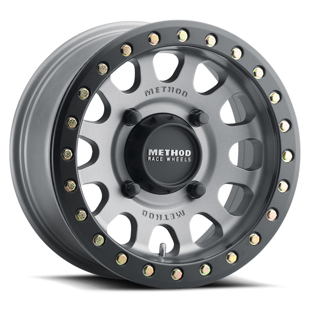 Method MR401 UTV Beadlock 15x7 5+2/+38mm Offset 4x156 132mm CB Titanium w/MB Ring w/BH - H24100 Wheel | MR40157046852B - JDMuscleWheelsmrwMR40157046852B
