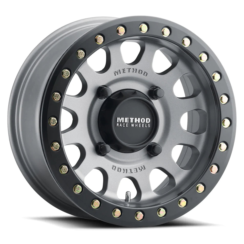 Method MR401 UTV Beadlock 15x6 5+1/+53mm Offset 4x136 106mm CB Titanium w/MB Ring w/BH-H24100 Wheel | MR40156047851B