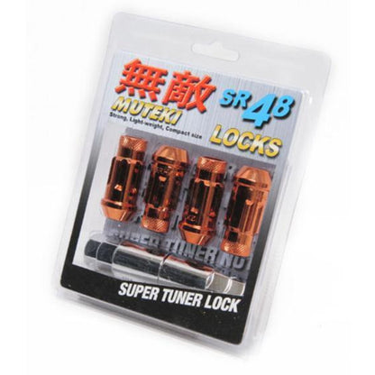 Muteki SR48 Open End Locking Lug Nut 12x1.25 48mm Set of 4 - Universal (32901U)-wm32901O-32901O-Lug Nuts-Muteki-Orange-JDMuscle