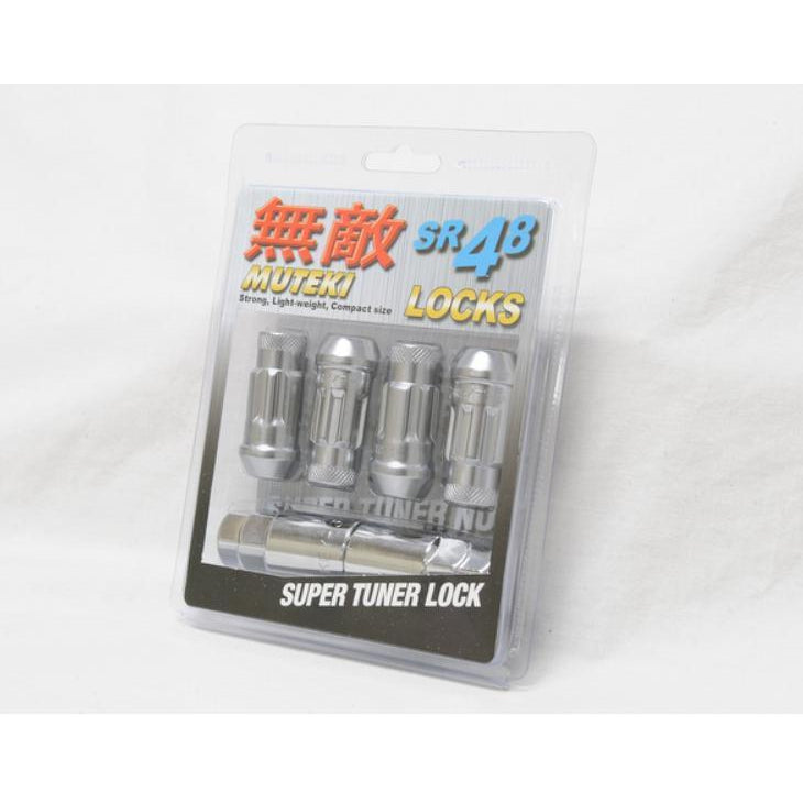 Muteki SR48 Open End Locking Lug Nut 12x1.25 48mm Set of 4 - Universal (32901U)-wm32901S-32901S-Lug Nuts-Muteki-Silver-JDMuscle