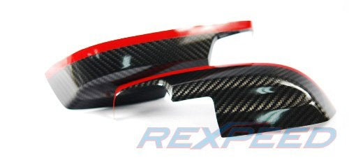 Rexpeed Dry Carbon Lower w/Red Line Mirror Covers Subaru 15-2019 WRX / 15-2019 STI | G30R