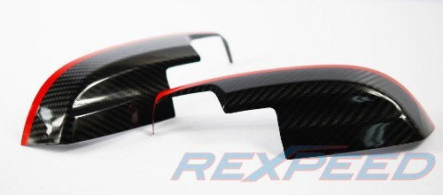 Rexpeed Dry Carbon Lower w/Red Line Mirror Covers Subaru 15-2019 WRX / 15-2019 STI | G30R