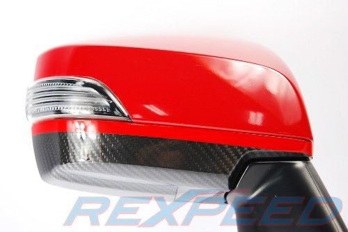 Rexpeed Dry Carbon Lower w/Red Line Mirror Covers Subaru 15-2019 WRX / 15-2019 STI | G30R