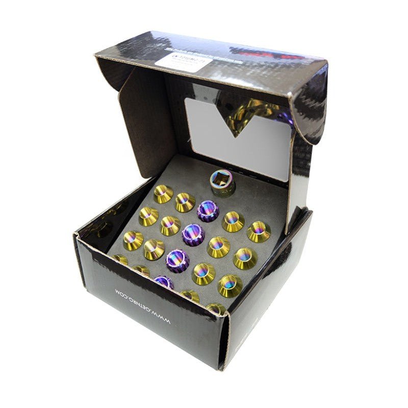 NRG 200 Series M12 X 1.25 Titanium Lug Nut Set - 21 Pc w/Lock Key Socket - Neochrome - JDMuscleLug Nuts170994