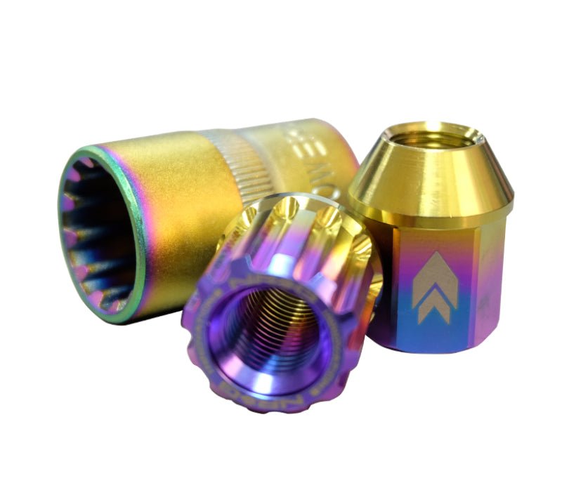 NRG 200 Series M12 X 1.25 Titanium Lug Nut Set - 21 Pc w/Lock Key Socket - Neochrome - JDMuscleLug Nuts170994