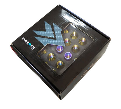 NRG 200 Series M12 X 1.25 Titanium Lug Nut Set - 21 Pc w/Lock Key Socket - Neochrome - JDMuscleLug Nuts170994