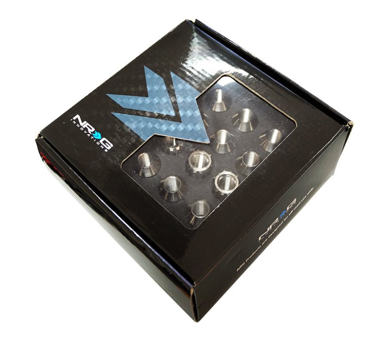 NRG 200 Series M12 X 1.25 Titanium Lug Nut Set - 21 Pc w/Lock Key Socket - Silver - JDMuscleLug Nuts170996