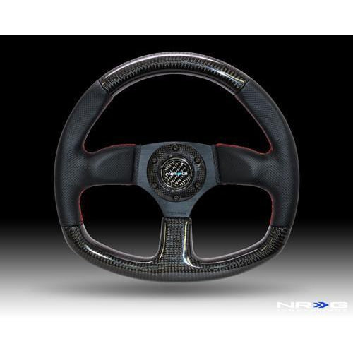 NRG 320mm Flat Bottom Style Steering Wheel - Universal (RST-009S-RS)-Steering Wheels-NRG-JDMuscle