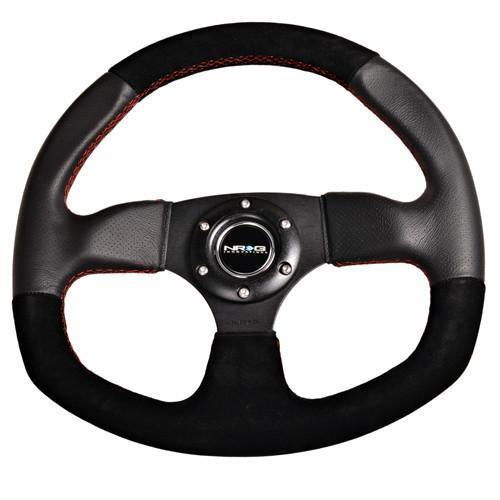 NRG 320mm Flat Bottom Style Steering Wheel - Universal (RST-009S-RS)-Steering Wheels-NRG-JDMuscle