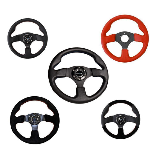 NRG 320mm Race Series Sport Steering Wheel - Universal (RST-012R)-nrgRST-012R-RST-012R-Steering Wheels-NRG-Black Leather w/ Black Stitching-JDMuscle