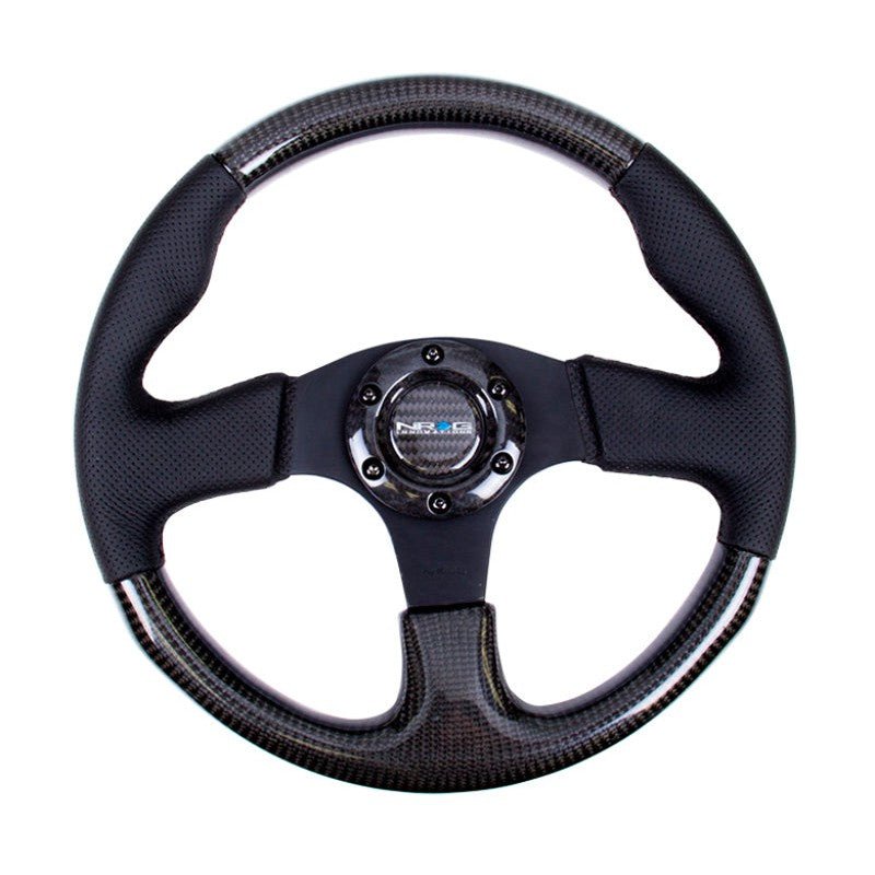 NRG Carbon Fiber Steering Wheel | 315mm Leather Trim w/Black Stitching - JDMuscleSteering Wheel Components171434