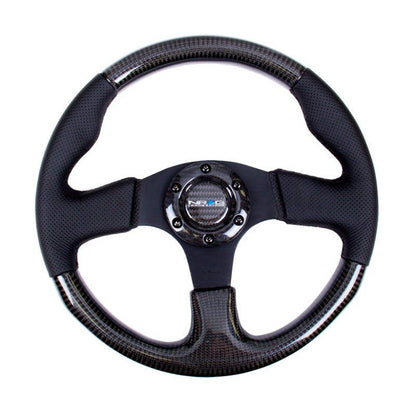 NRG Carbon Fiber Steering Wheel | 315mm Leather Trim w/Black Stitching - JDMuscleSteering Wheel Components171434