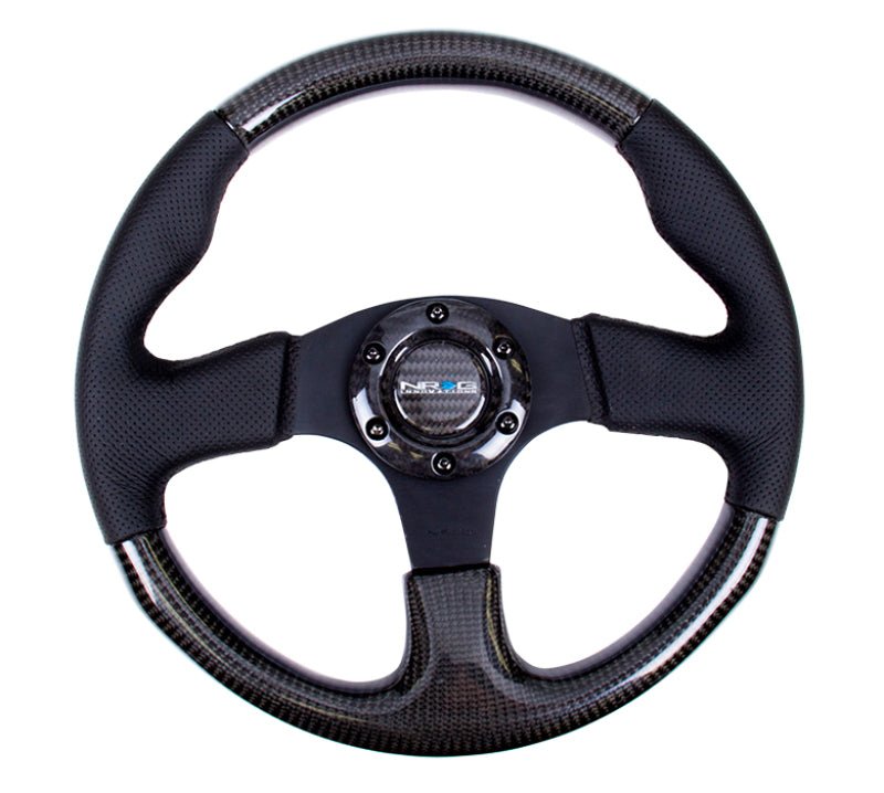 NRG Carbon Fiber Steering Wheel | 315mm Leather Trim w/Black Stitching - JDMuscleSteering Wheel Components171434