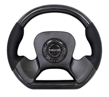 NRG Carbon Fiber Steering Wheel | 320mm CF Center Plate & Two-Tone Carbon w/Leather Trim Handles - JDMuscleSteering Wheel Components171422