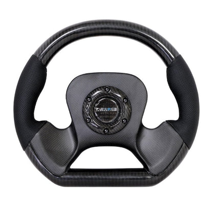 NRG Carbon Fiber Steering Wheel | 320mm CF Center Plate & Two-Tone Carbon w/Leather Trim Handles - JDMuscleSteering Wheel Components171422