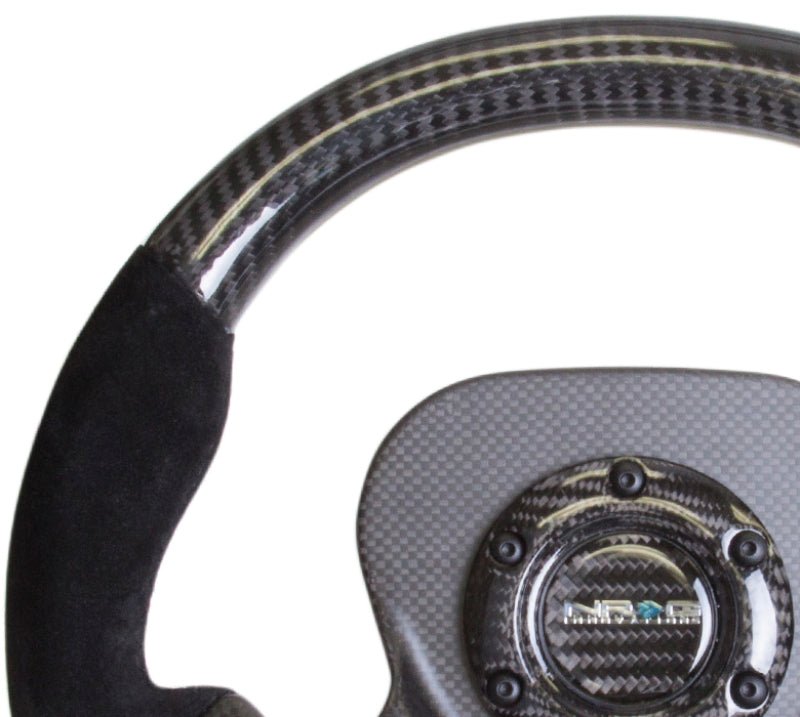 NRG Carbon Fiber Steering Wheel | 320mm CF Center Plate & Two-Tone Carbon w/Suede Trim Handles - JDMuscleSteering Wheel Components171423