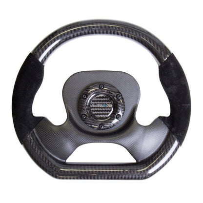 NRG Carbon Fiber Steering Wheel | 320mm CF Center Plate & Two-Tone Carbon w/Suede Trim Handles - JDMuscleSteering Wheel Components171423