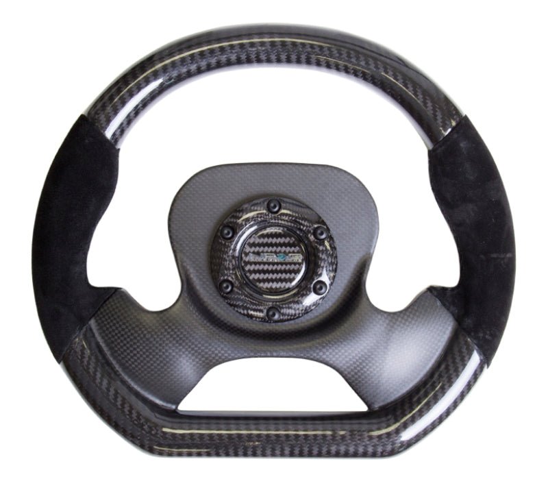 NRG Carbon Fiber Steering Wheel | 320mm CF Center Plate & Two-Tone Carbon w/Suede Trim Handles - JDMuscleSteering Wheel Components171423