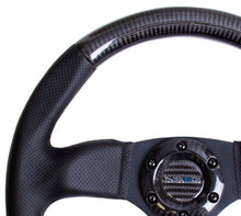 NRG Carbon Fiber Steering Wheel | 320mm Flat Bottom & Leather Trim w/Black Stitching - JDMuscleSteering Wheel Components171427