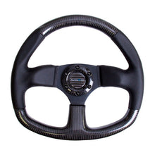 NRG Carbon Fiber Steering Wheel | 320mm Flat Bottom & Leather Trim w/Black Stitching - JDMuscleSteering Wheel Components171427
